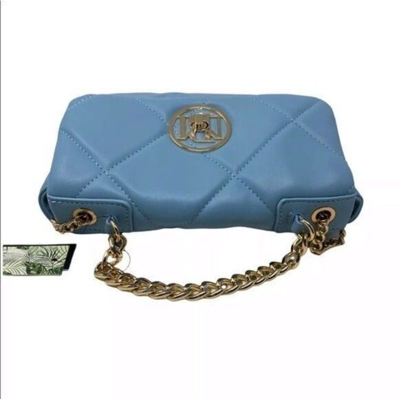 Badgley Mischka Handbag Quilted Vegan Leather Crossbody Gold Chain Easter Spring - Picture 7 of 12